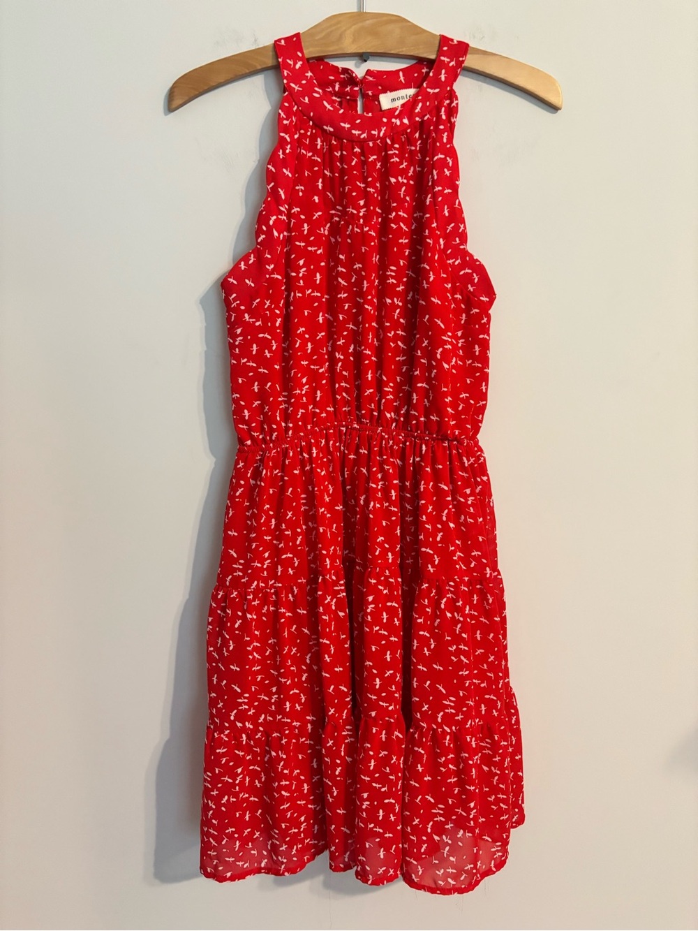 Monteau Los Angeles red tiered dress